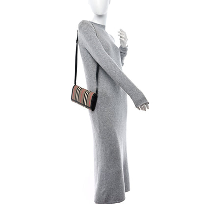 Burberry E-Canvas Icon Stripe Hannah Wallet With Detachable Strap Archive Beige Black 2 of 9