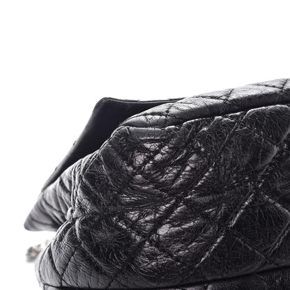 Chanel Metallic Aged Calfskin Quilted Reissue 2.55 Accordion Flap Black 12 of 16