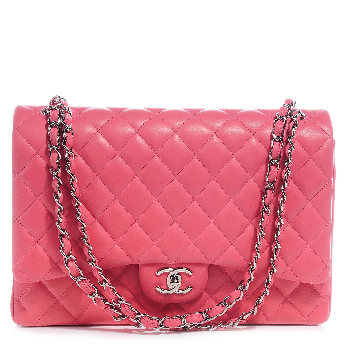 Lambskin Quilted Maxi Double Flap Pink