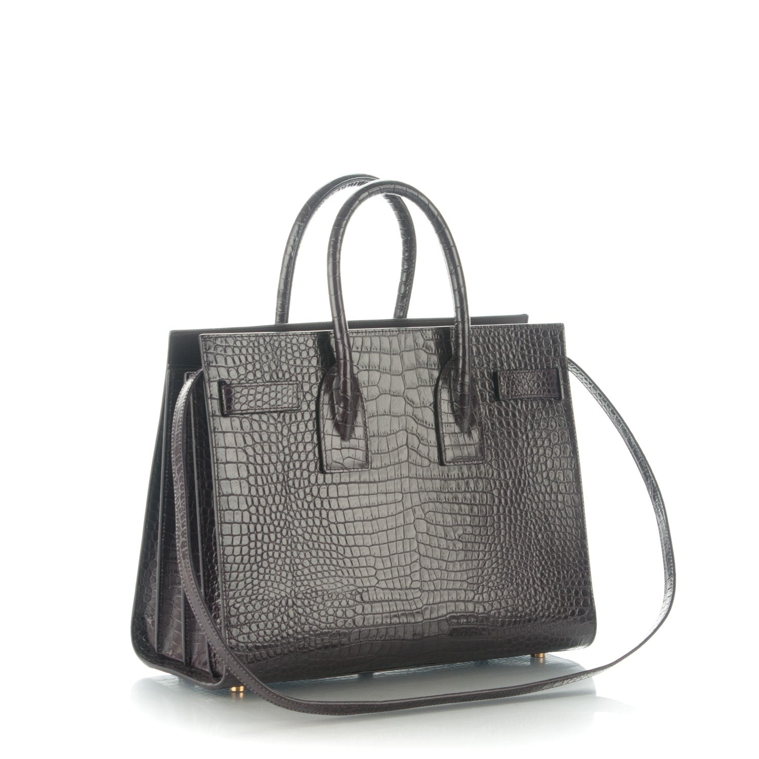 Saint Laurent Calfskin Crocodile Embossed Small Sac De Jour Deep Purple 3 of 7