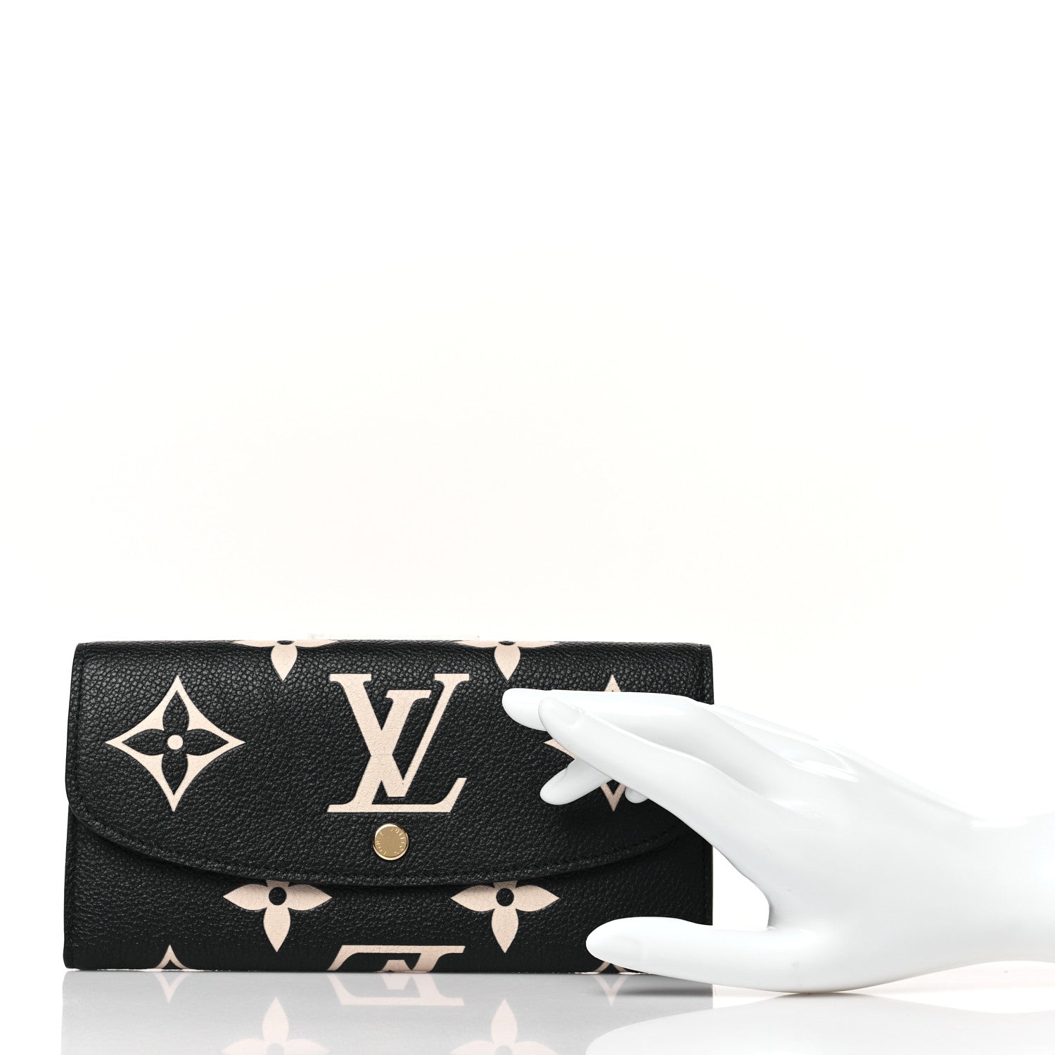 Louis Vuitton Empreinte Monogram Giant Emilie Wallet Black Beige 2 of 7