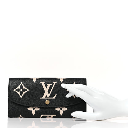 Louis Vuitton Empreinte Monogram Giant Emilie Wallet Black Beige 2 of 7