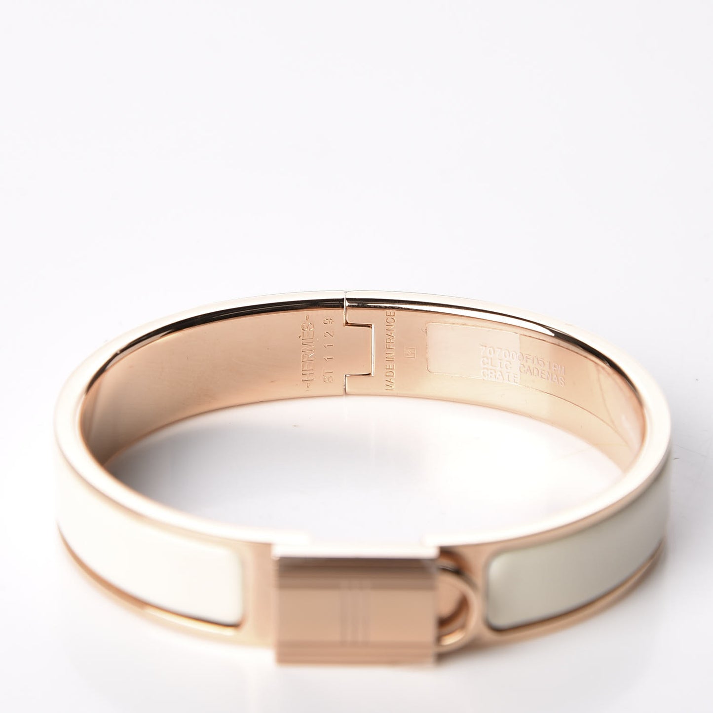 Enamel Narrow Clic Cadenas Bracelet PM Craie