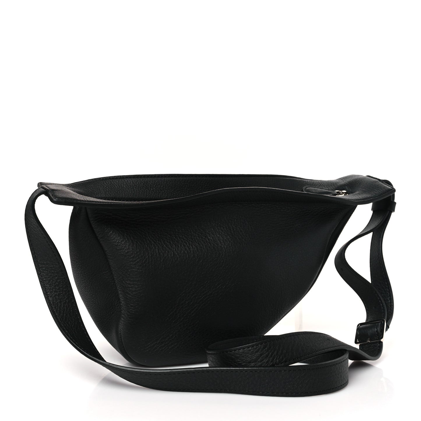 Grained Calfskin Small Slouchy Banana Bag Black