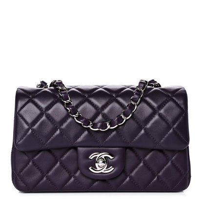 Chanel Lambskin Quilted Mini Rectangular Flap Dark Purple 1 of 13