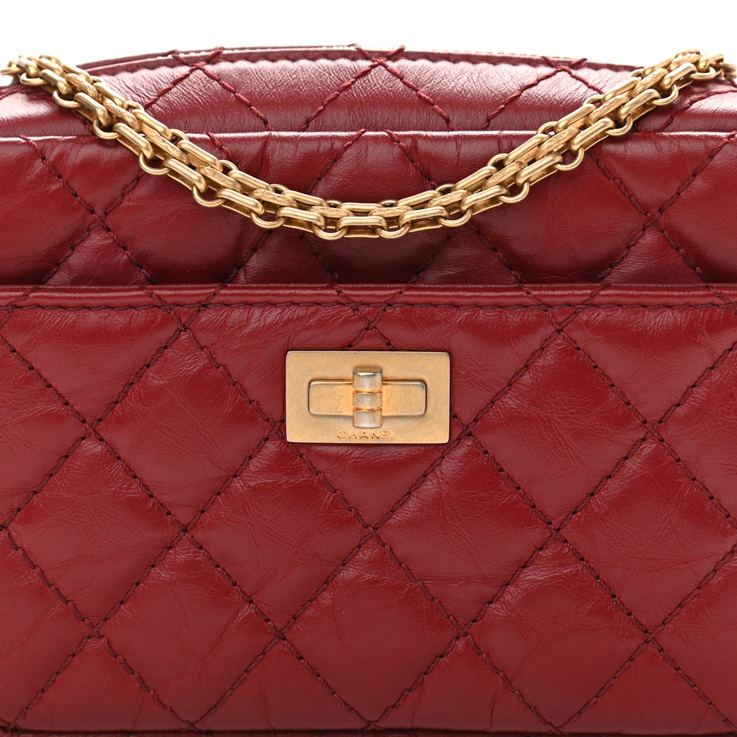 Aged Calfskin Quilted Mini Reissue Camera Case Red