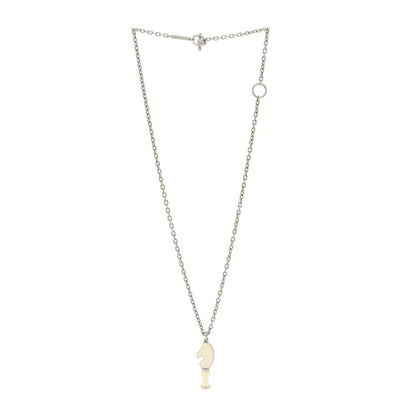 Hermes Lacquered Palladium Cavalier Necklace Craie 2 of 4