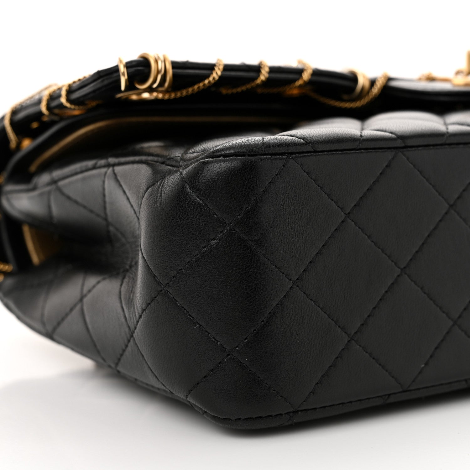 Chanel Lambskin Quilted Grommet Embellished Piercing Chic Medium Double Flap Black 9 of 12