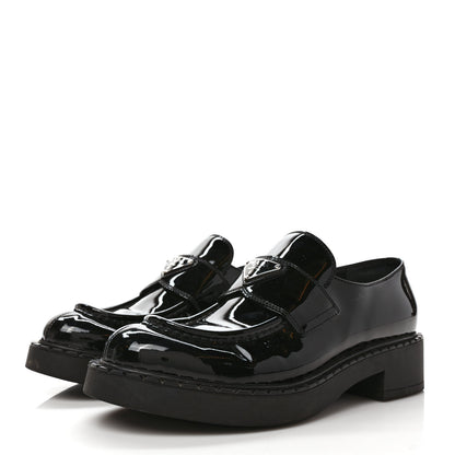 Prada Vernice Triangle 50mm Loafers 39.5 Black 3 of 9