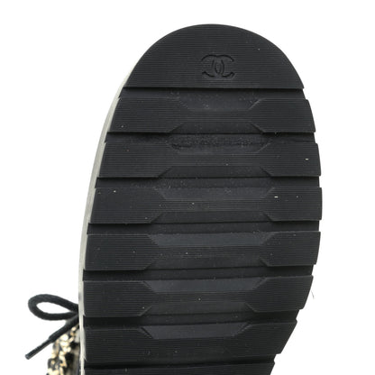 Chanel Shiny Calfskin Quilted Lace Up Combat Boots 37 Black 7 of 12