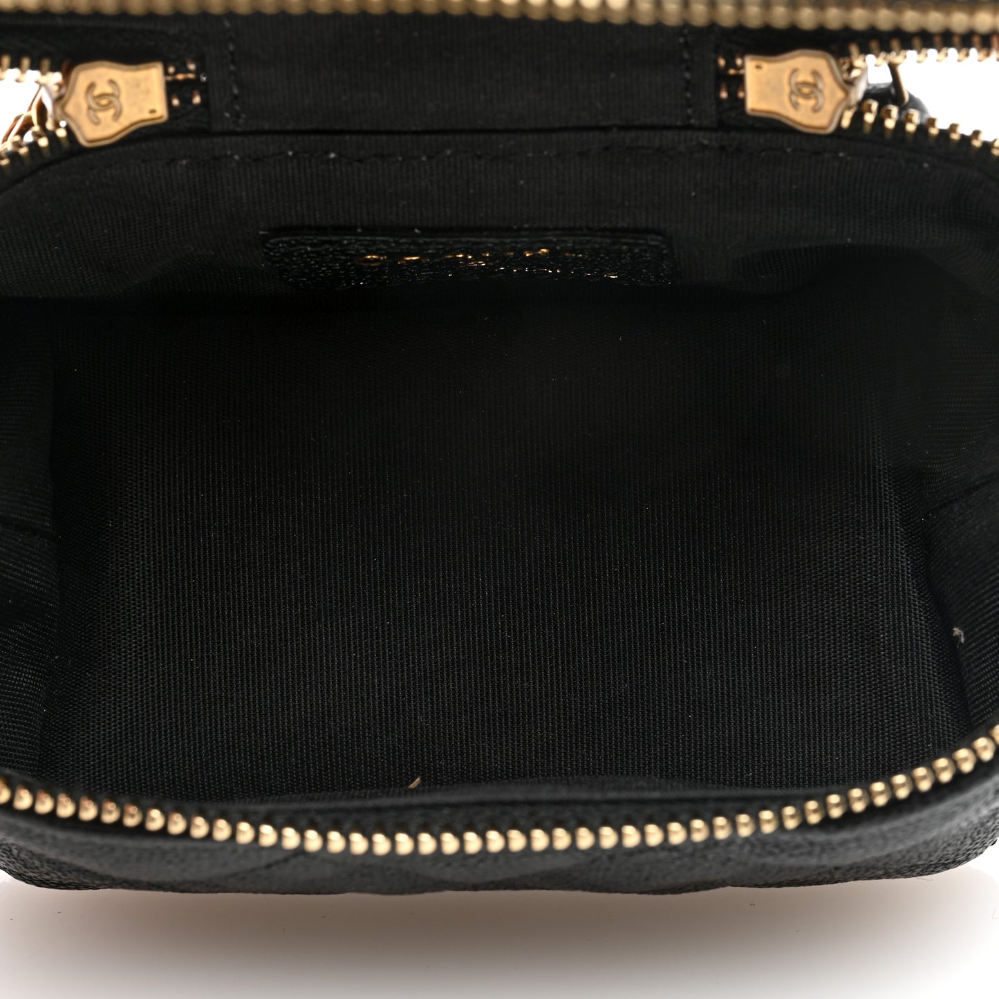 Caviar Quilted Mini Top Handle Vanity With Chain Black