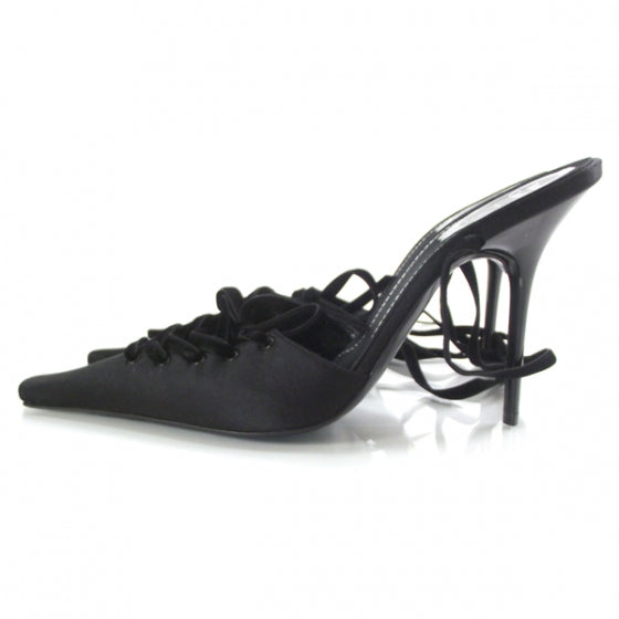 RENECAOVILLASatinVelvetLaceUpHeels40Black