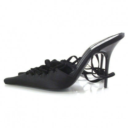 FASHIONPHILE RENECAOVILLASatinVelvetLaceUpHeels40Black 2 of 6