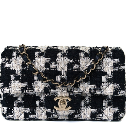 Chanel Tweed Quilted Mini Rectangular Flap Black Ecru White 8 of 11