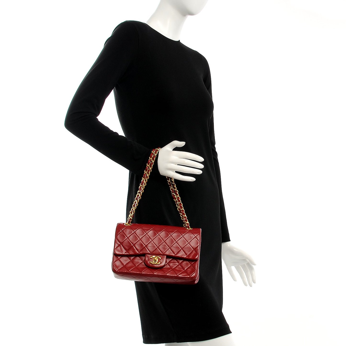 Lambskin Quilted Small Double Flap Red