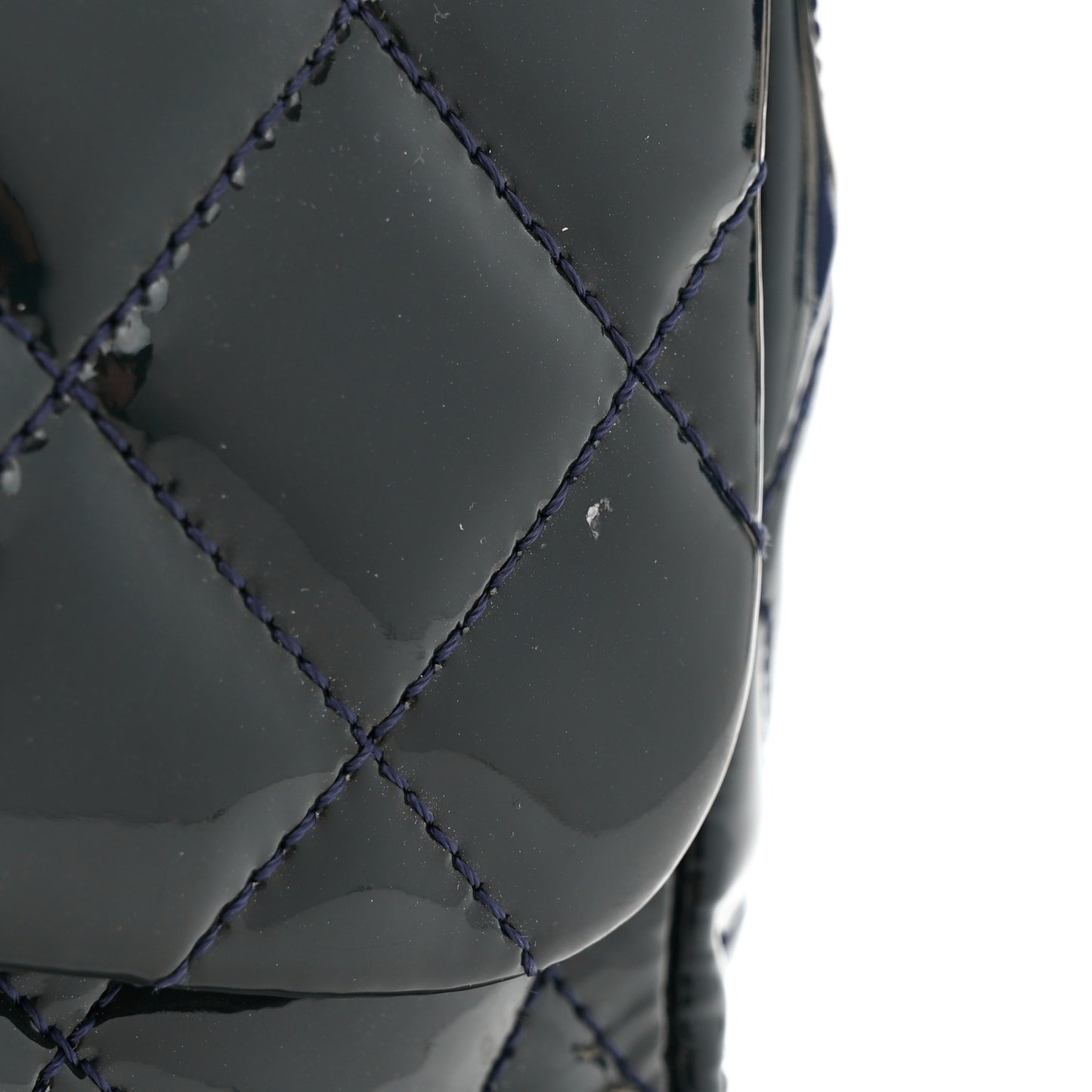 Patent Quilted Maxi Single Flap Blue