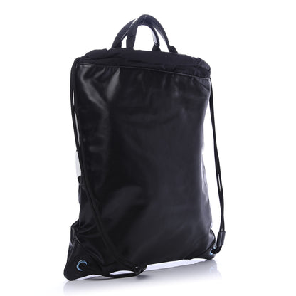 Dolce & Gabbana Coated Canvas Logo Drawstring Backpack Black White 2 of 8