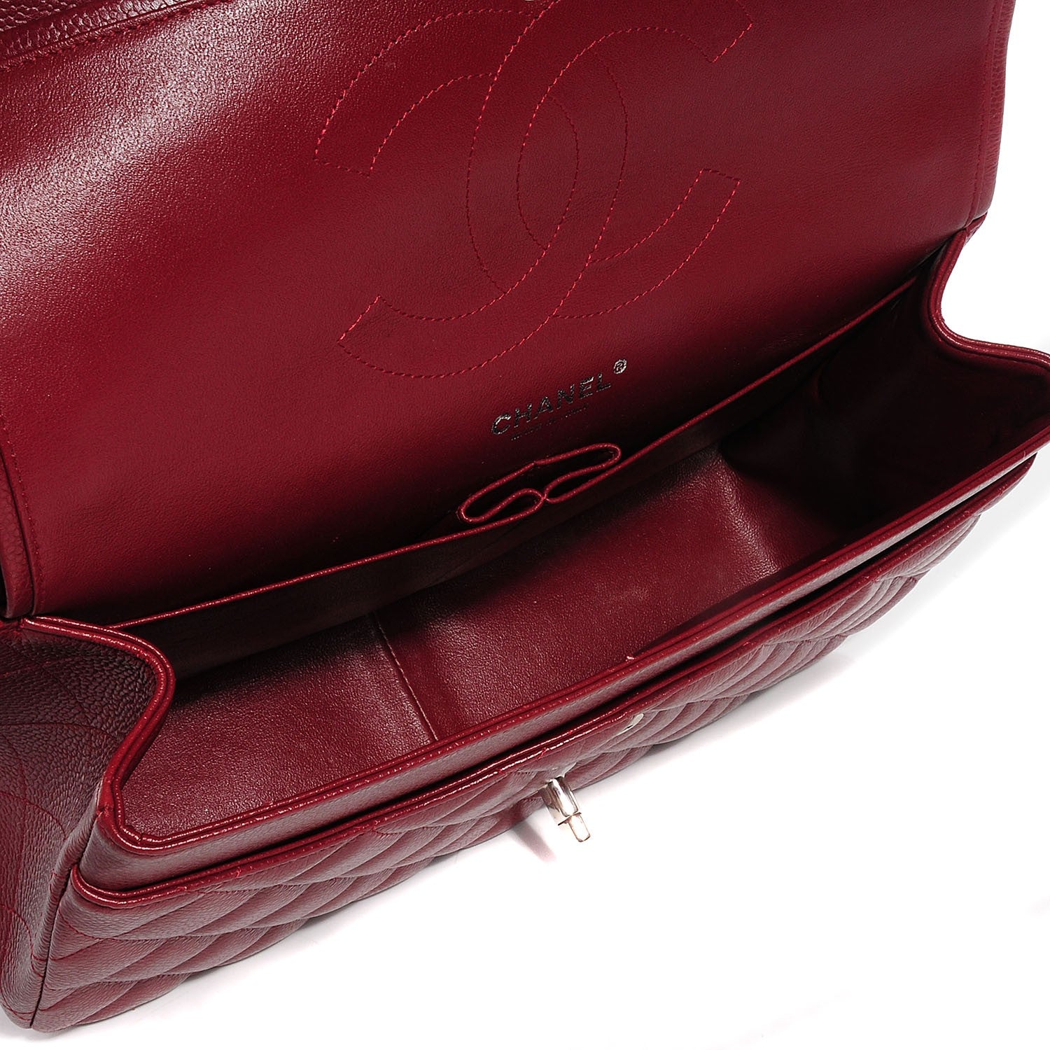 Chanel Caviar Quilted Jumbo Double Flap Dark Red 5 of 8