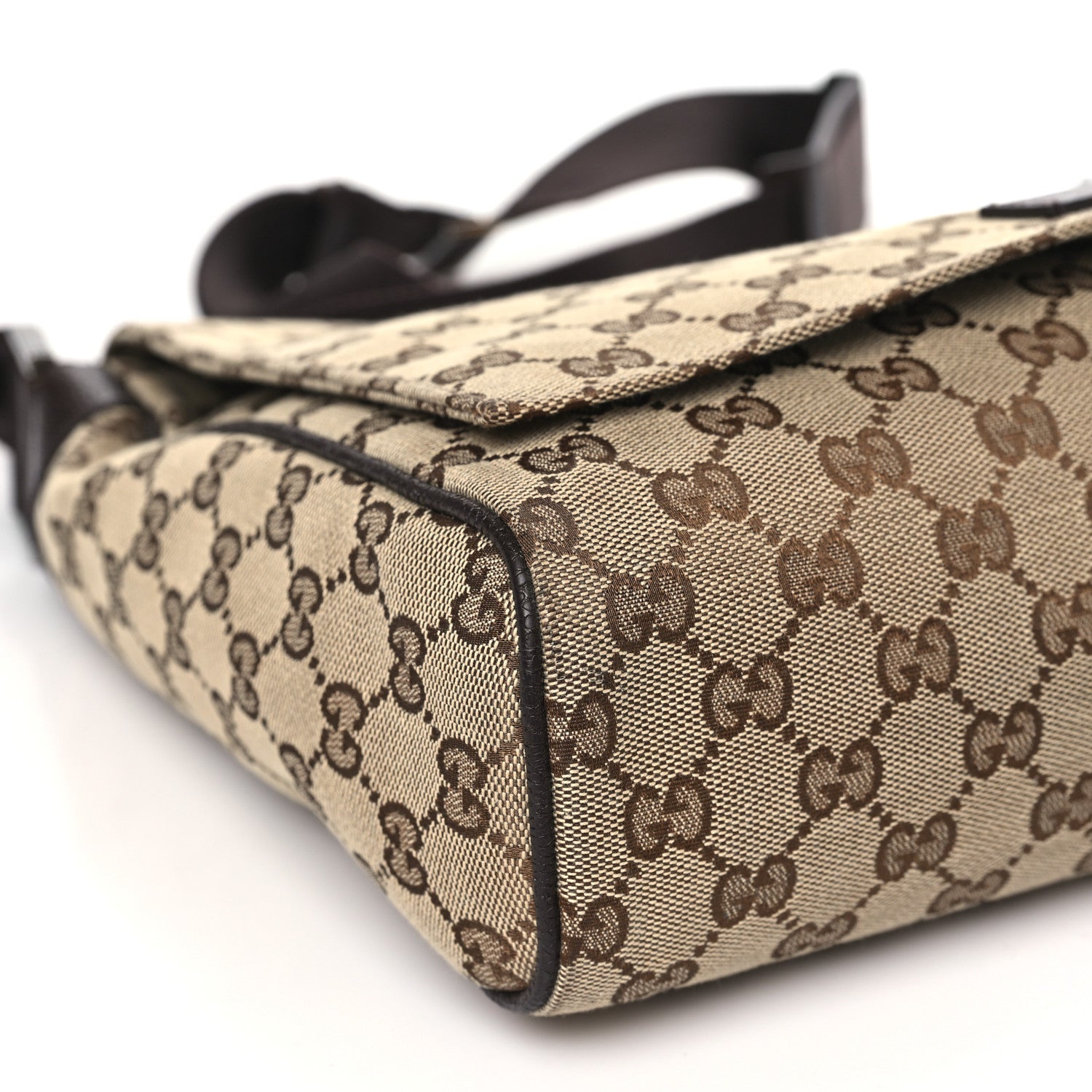 Gucci Monogram Small Flap Messenger Bag Beige Dark Brown 9 of 10