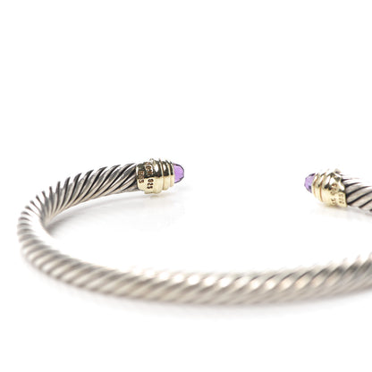 David Yurman Sterling Silver 14K Yellow Gold Amethyst 5mm Cable Classics Petite Color Bracelet 5 of 5
