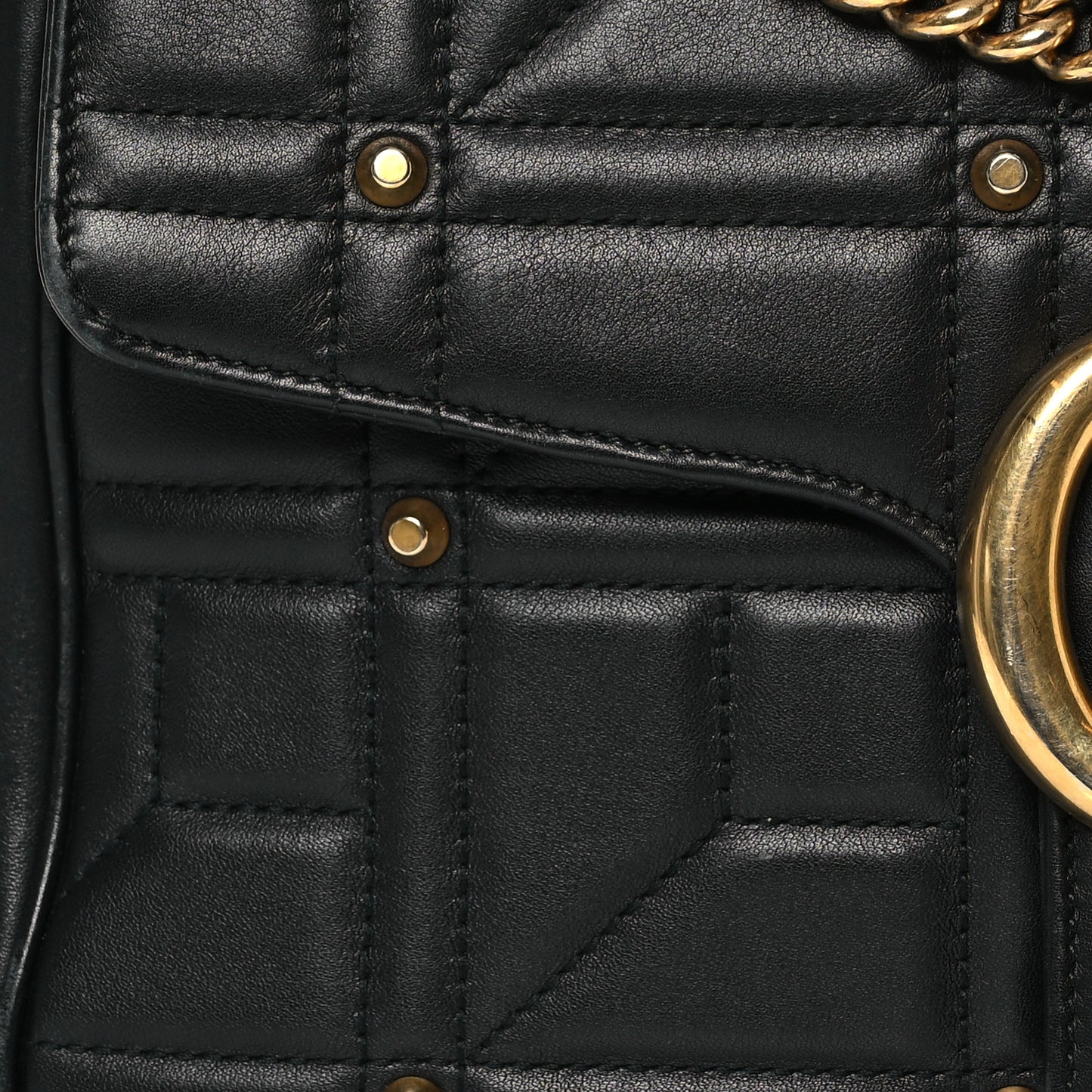 Calfskin Matelasse Studded Medium GG Marmont Shoulder Bag Black