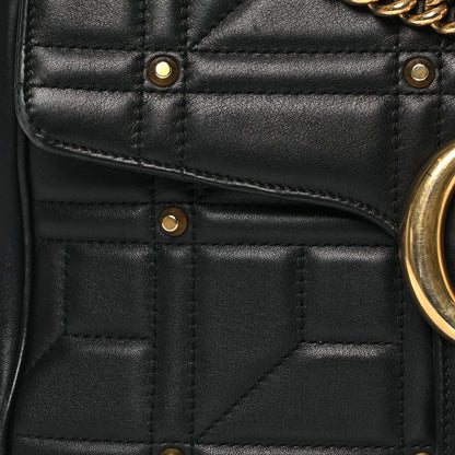 Gucci Calfskin Matelasse Studded Medium GG Marmont Shoulder Bag Black 8 of 17