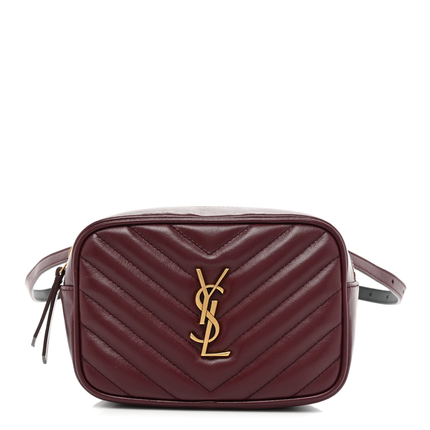 Saint Laurent Calfskin Matelasse Monogram Lou Belt Bag Dark Legion Red 1 of 9
