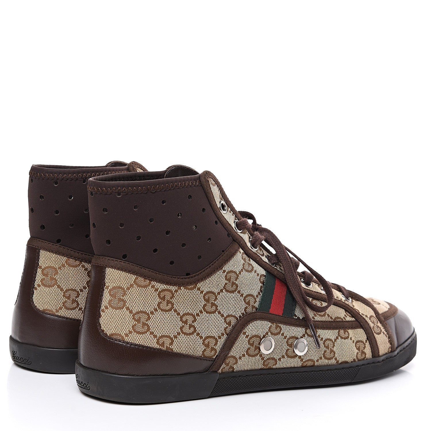 Gucci GG Monogram Web Mens High Top Sneakers 9 Brown 4 of 9