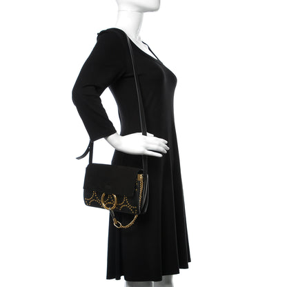 Chloe Suede Calfskin Studded Small Faye Shoulder Bag Black 2 of 11