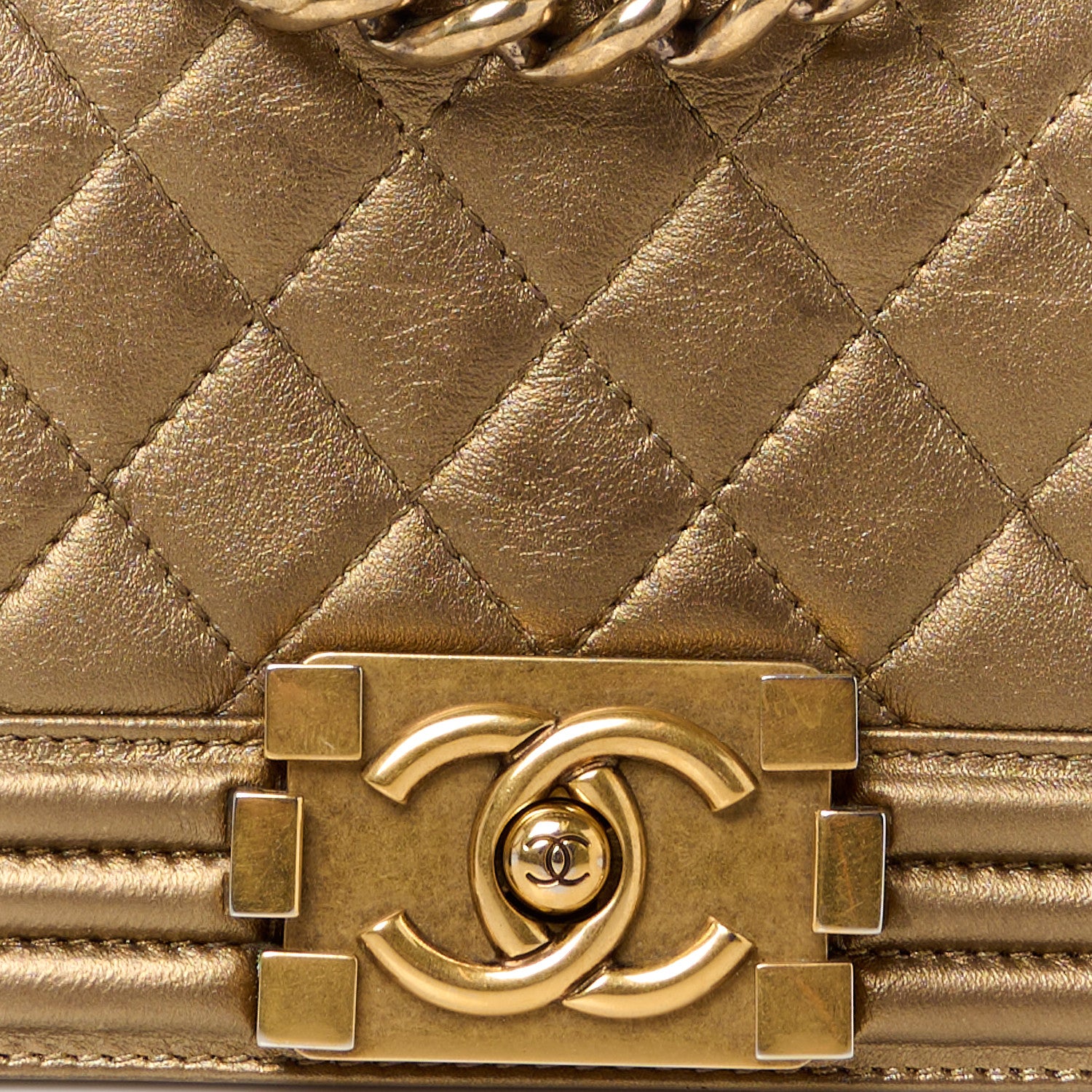 Chanel Metallic Calfskin Quilted Small Boy Flap Gold 8 of 10