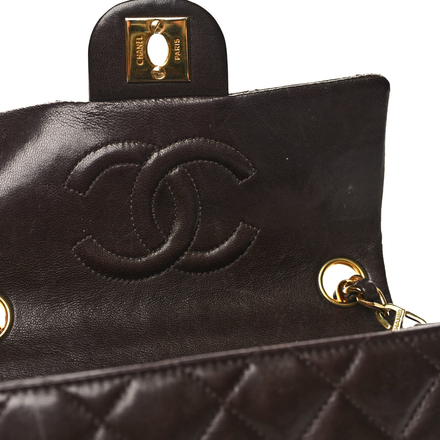 Chanel Lambskin Quilted Mini Square Flap Bag Dark Brown 11 of 11