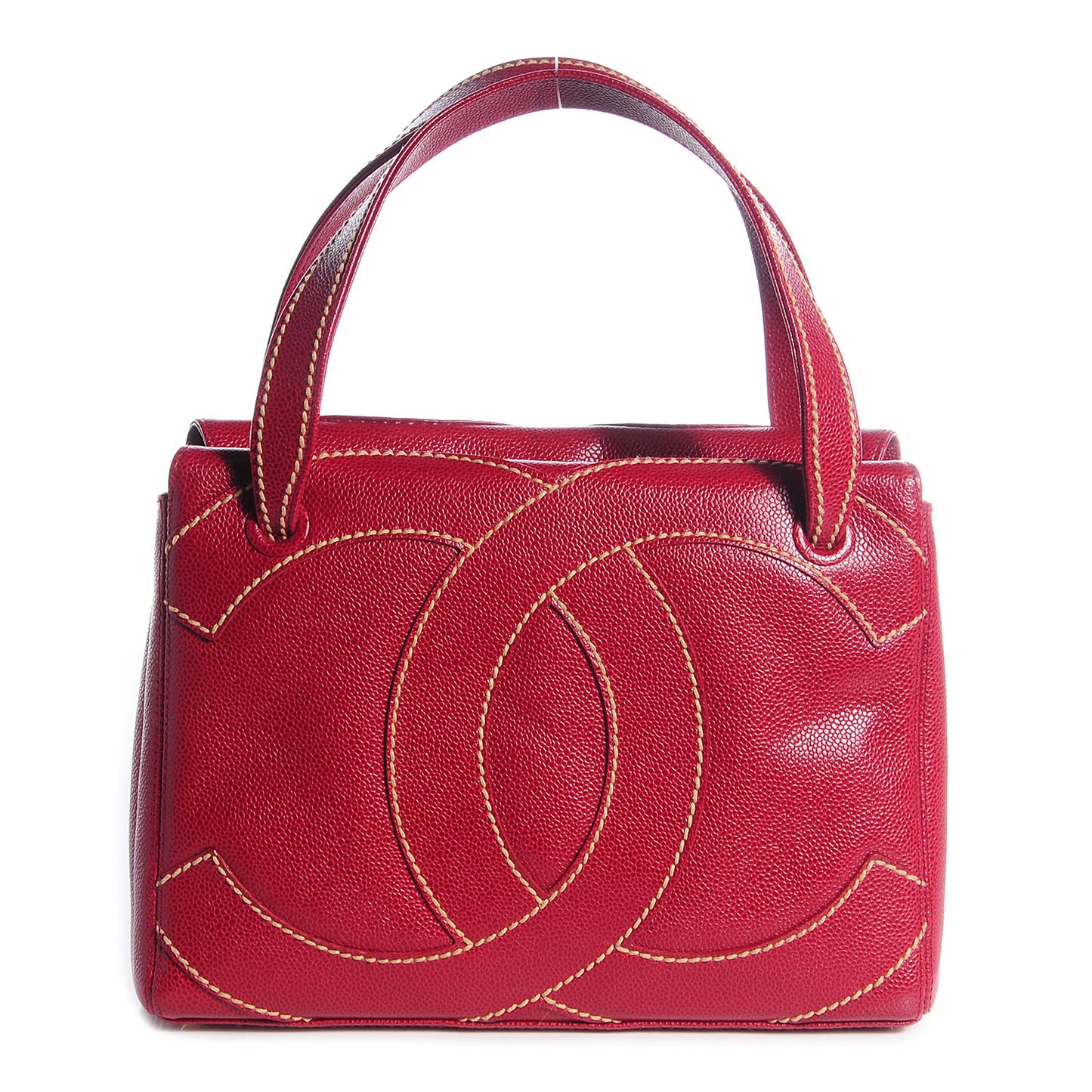 Caviar CC Stitched Tote Red