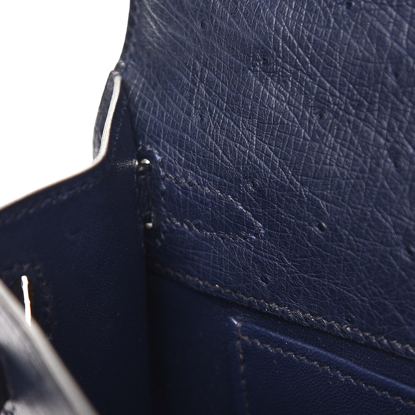 Ostrich Kelly Pochette Bleu Saphir