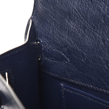Hermes Ostrich Kelly Pochette Bleu Saphir 14 of 27