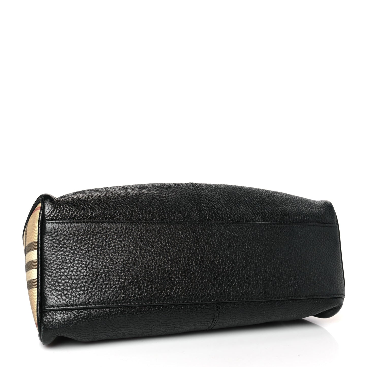 Grainy Calfskin House Check Horn Toggle Tote Black