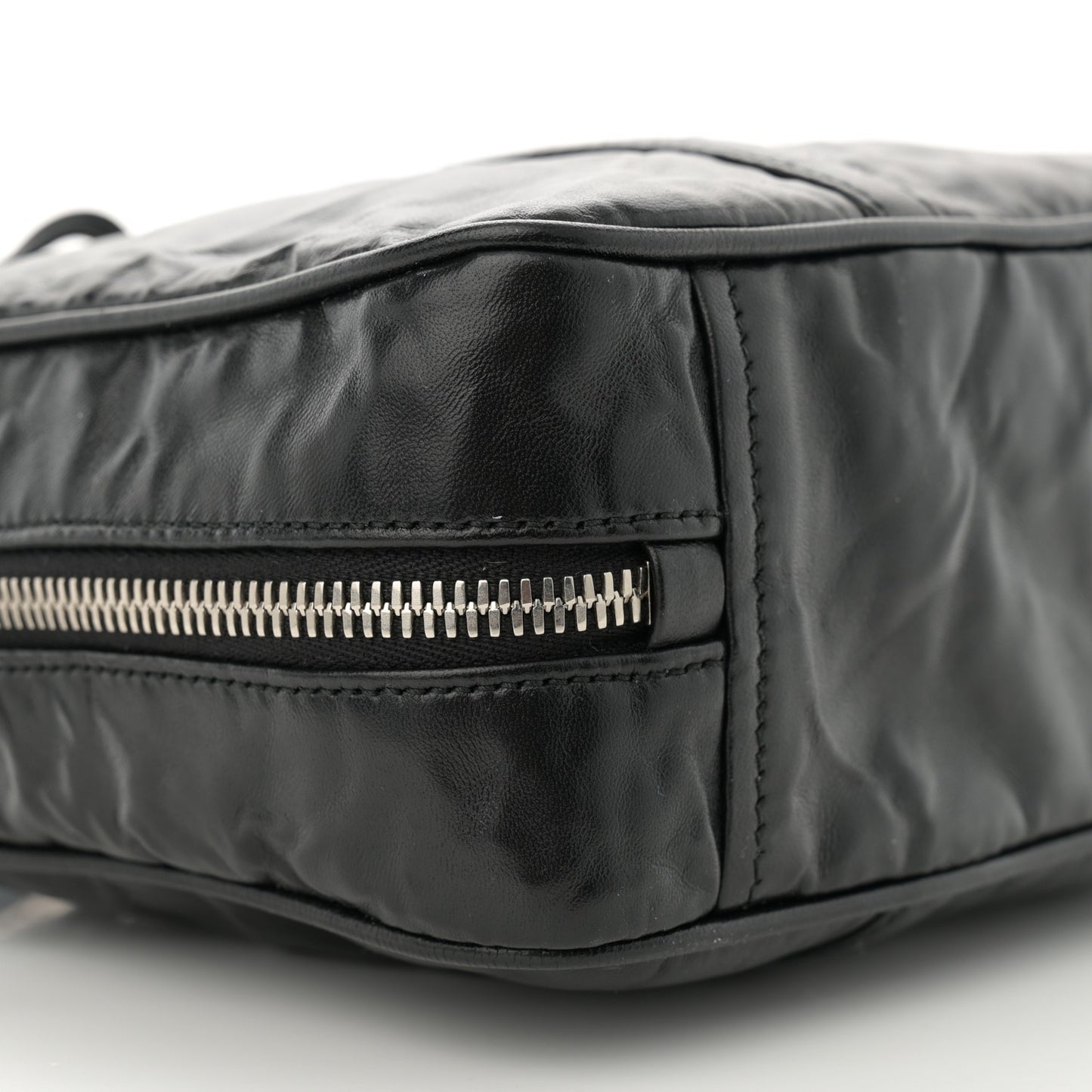 Nappa Antique Medium Re-Edition 2001 Two Handle Bag Black