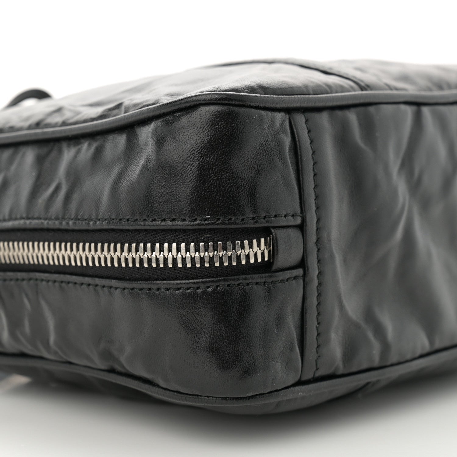 Prada Nappa Antique Medium Re-Edition 2001 Two Handle Bag Black 10 of 12
