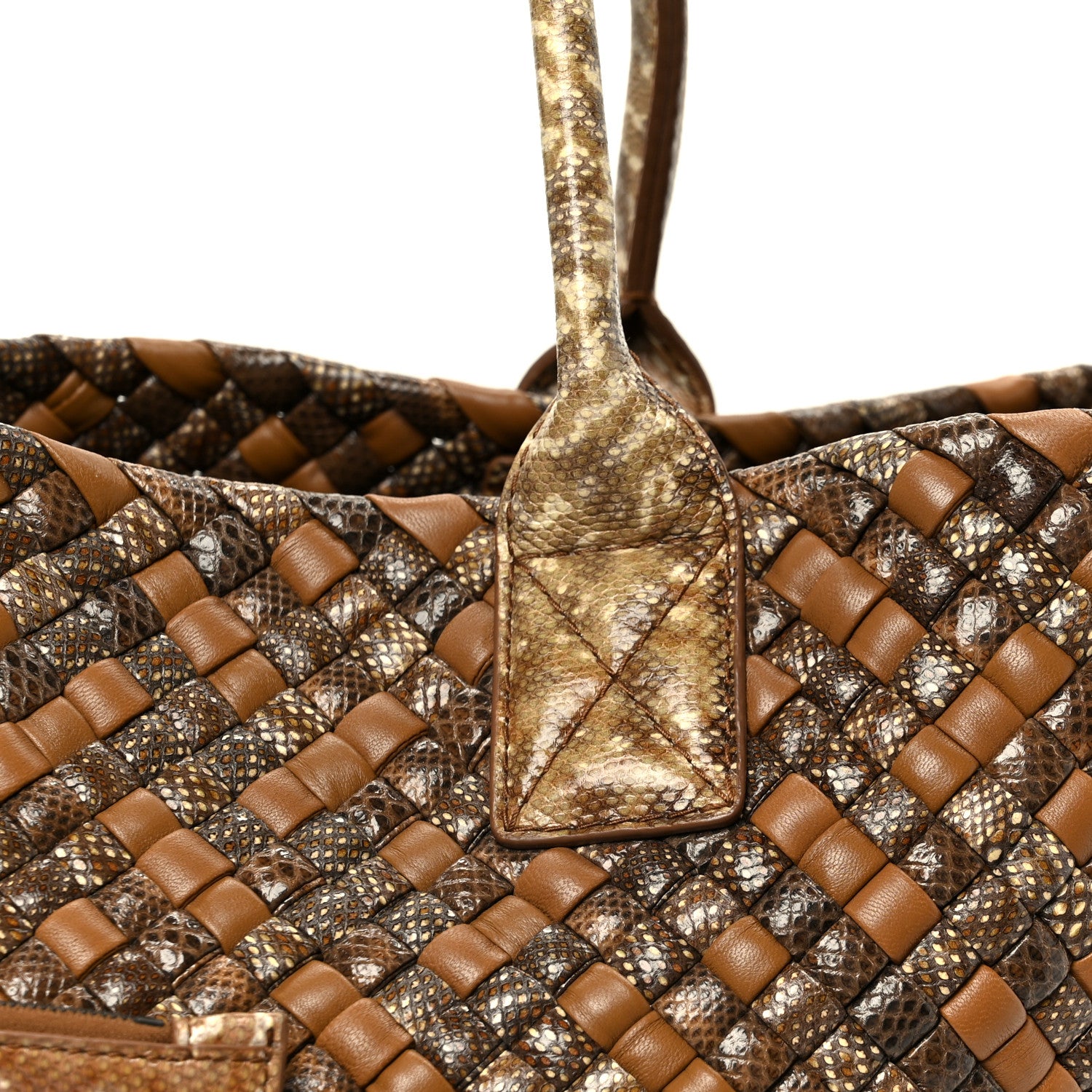 Bottega Veneta Nappa Snakeskin Intrecciato Medium Cabat Brown Multicolor 9 of 11