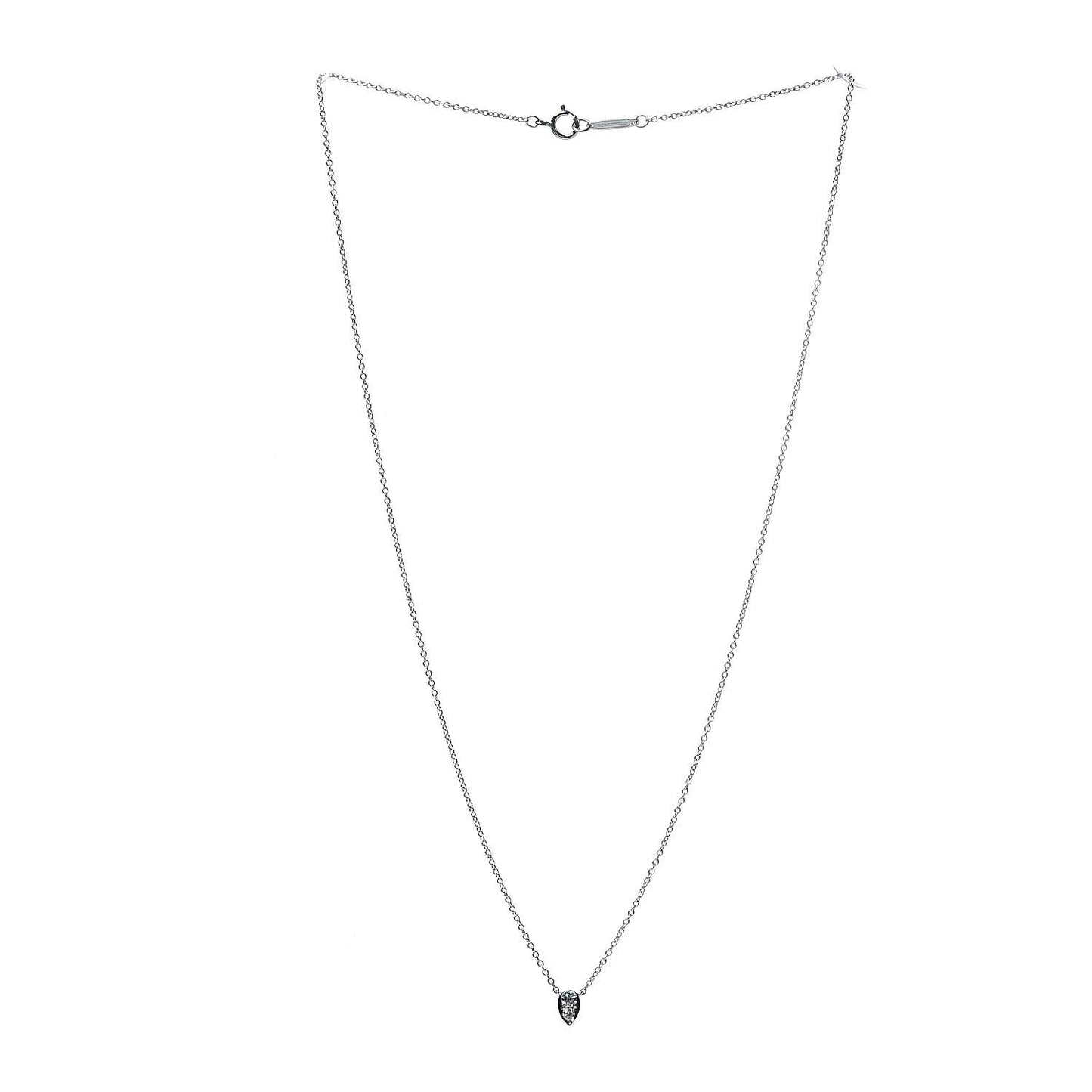 Platinum Diamond Pear Pendant Necklace
