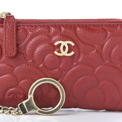 Chanel Caviar Camellia Embossed Key Holder Case Red 10 of 10