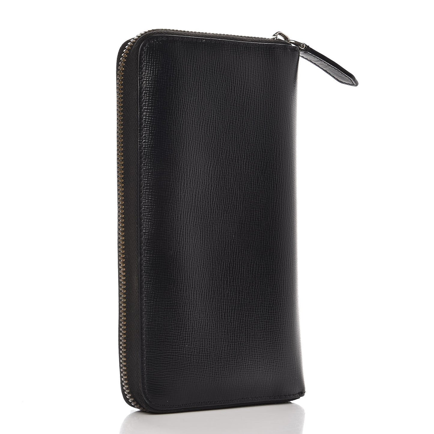 London Grainy Calfskin Renfrew Long Zip Around Wallet Black