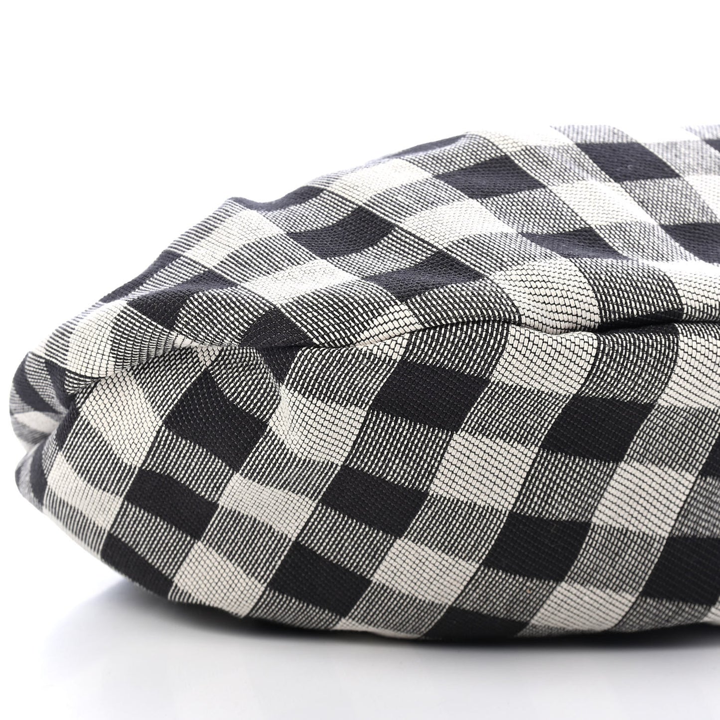 Canvas Check Top Handle Bag Black White