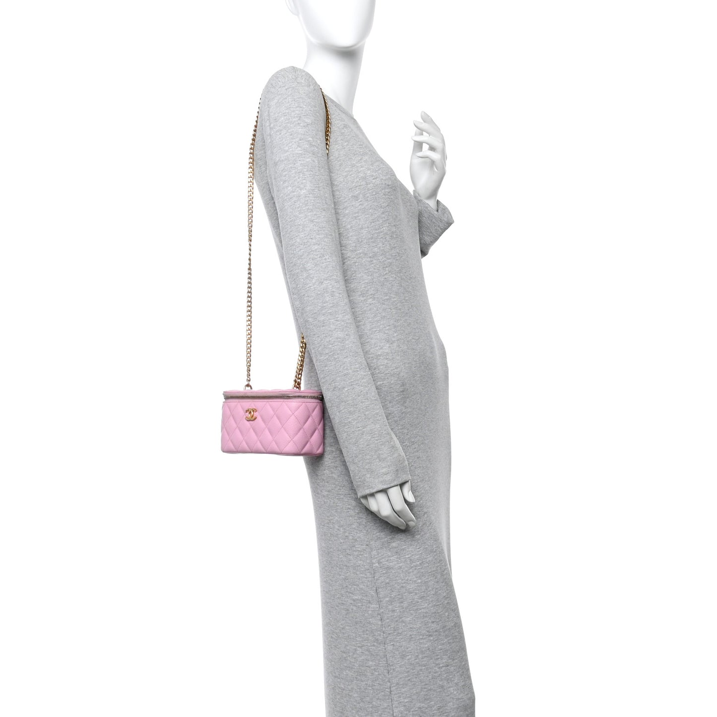 Caviar Quilted Sweetheart Vanity Case Pink
