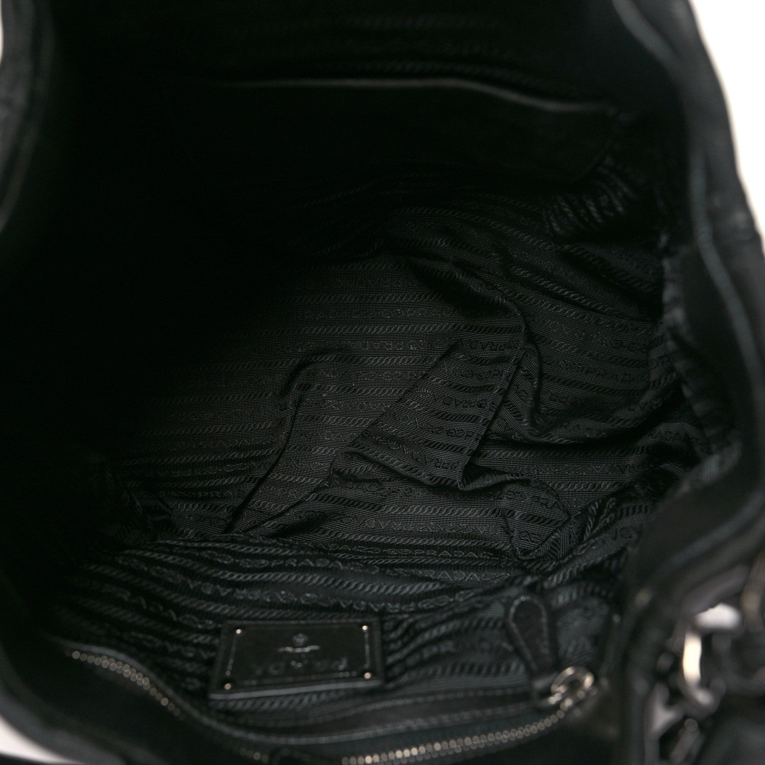 Prada Soft Calf Pleated Hobo Black 6 of 12