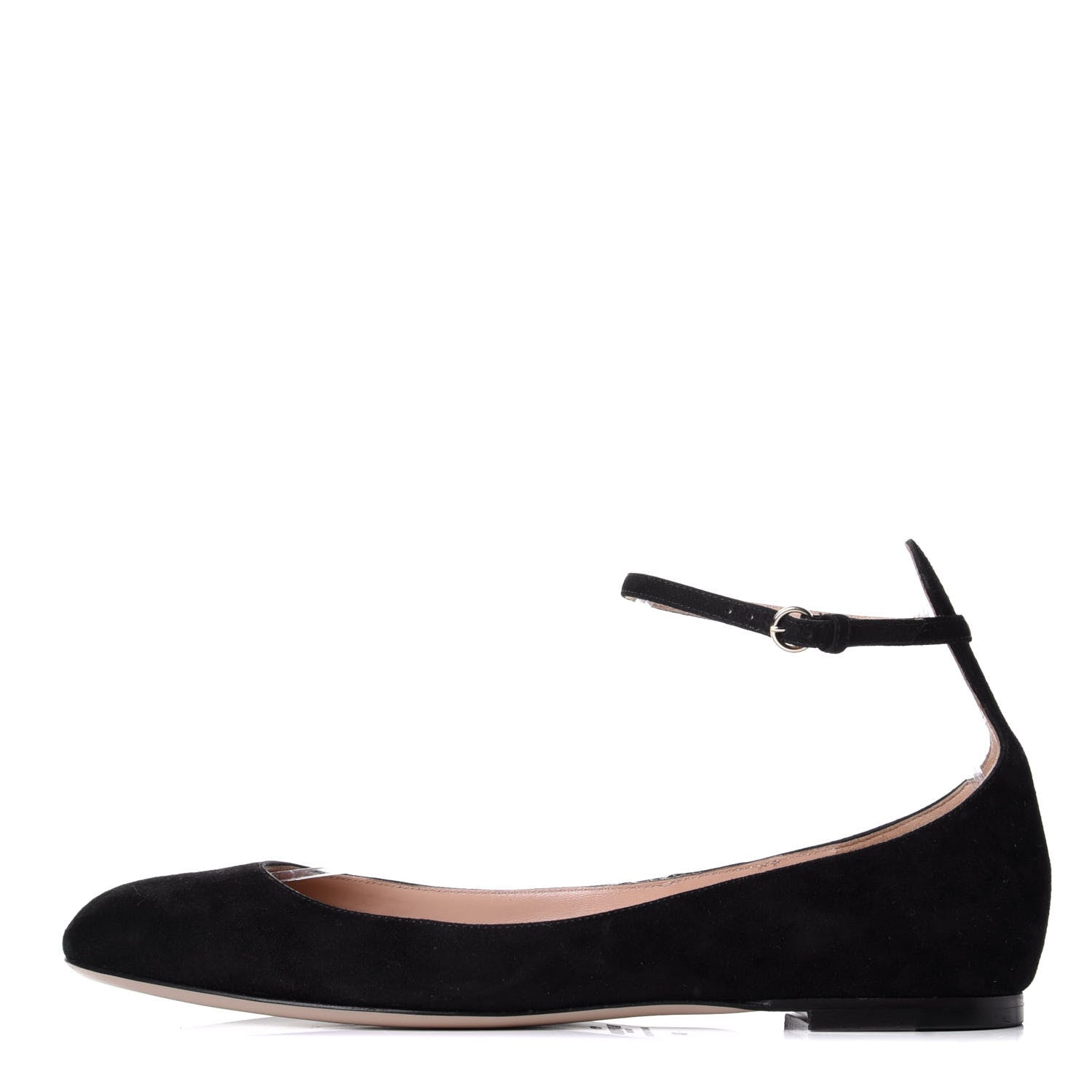 Valentino Garavani Suede Ankle Strap Ballerina Flats 38 Black 1 of 11