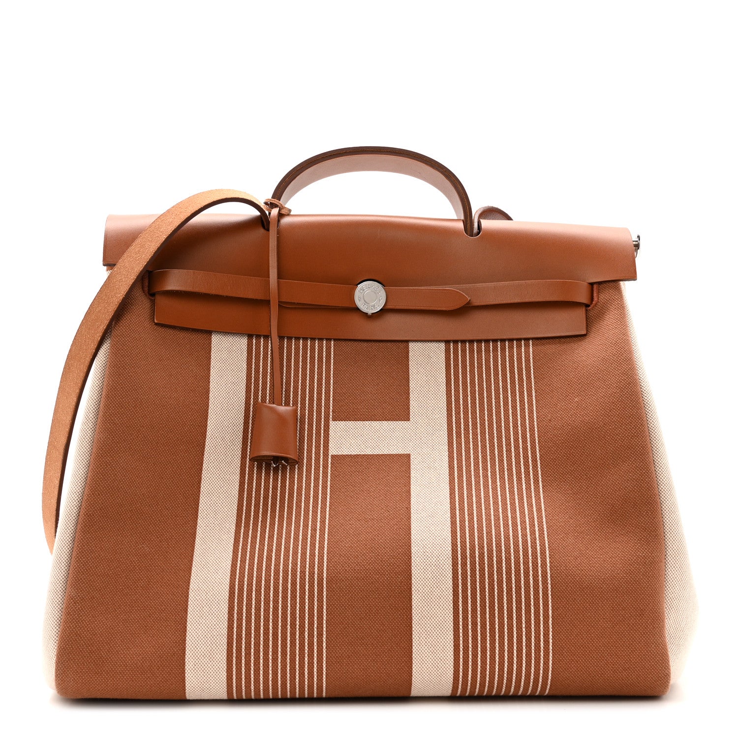 Hermes Vache Hunter Toile H Vibration Herbag Zip 39 MM Fauve Ecru Beige 1 of 14
