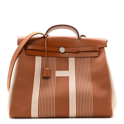 Hermes Vache Hunter Toile H Vibration Herbag Zip 39 MM Fauve Ecru Beige 1 of 14