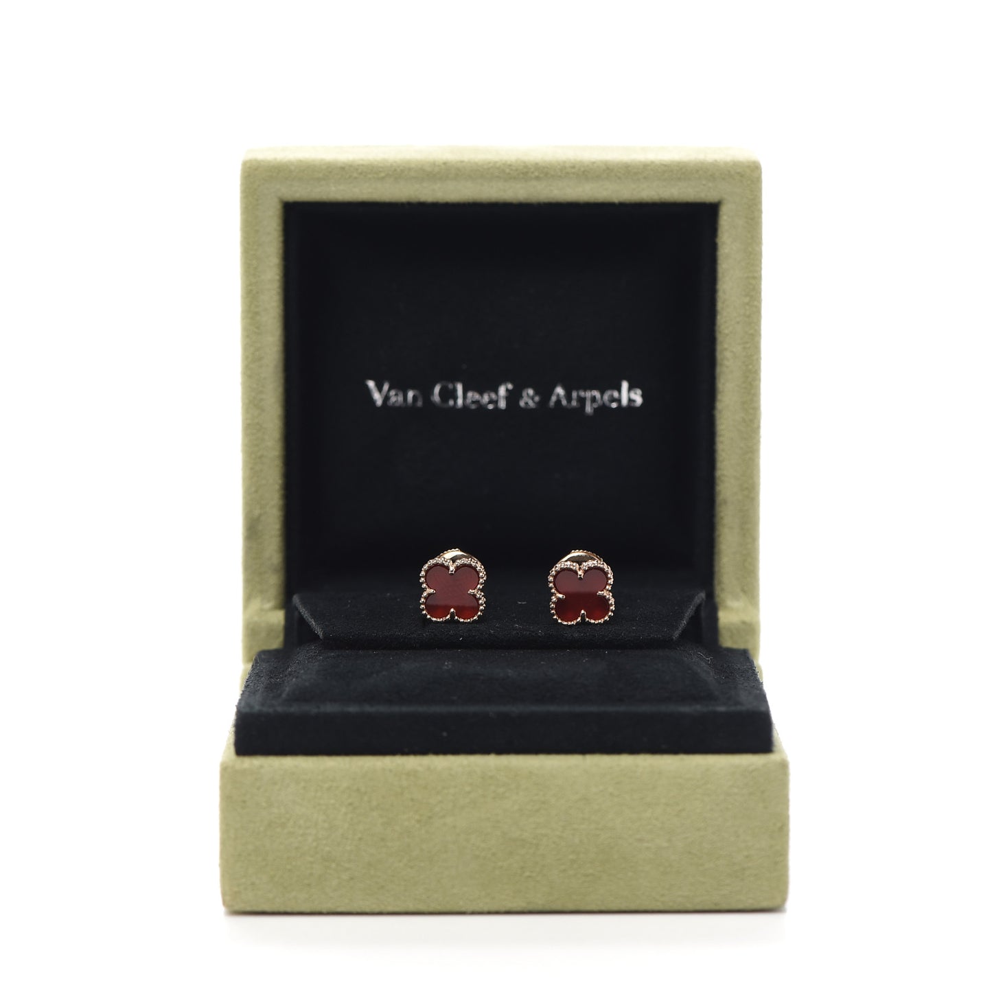 18K Rose Gold Carnelian Sweet Alhambra Earrings
