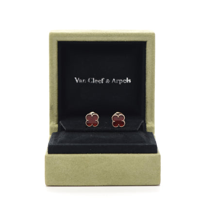 Van Cleef & Arpels 18K Rose Gold Carnelian Sweet Alhambra Earrings 6 of 6