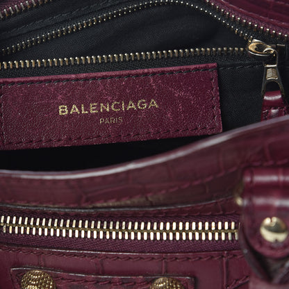 Balenciaga Calfskin Crocodile Embossed Giant 12 Gold Hardware Mini City Violet Prune 6 of 13
